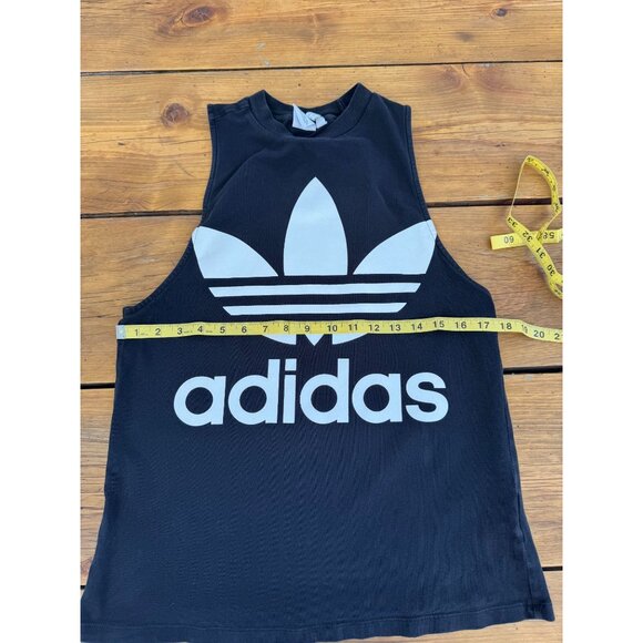 Adidas Womens Black Sleeveless Crop Top Tank Top Size S With Trefoil Logo Casual - Picture 3 of 6